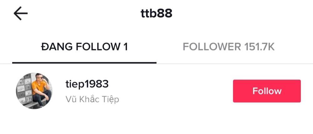 Trịnh Thăng Bình theo dõi duy nhất Vũ Khắc Tiệp, nhập hội chỉ follow mình em-2