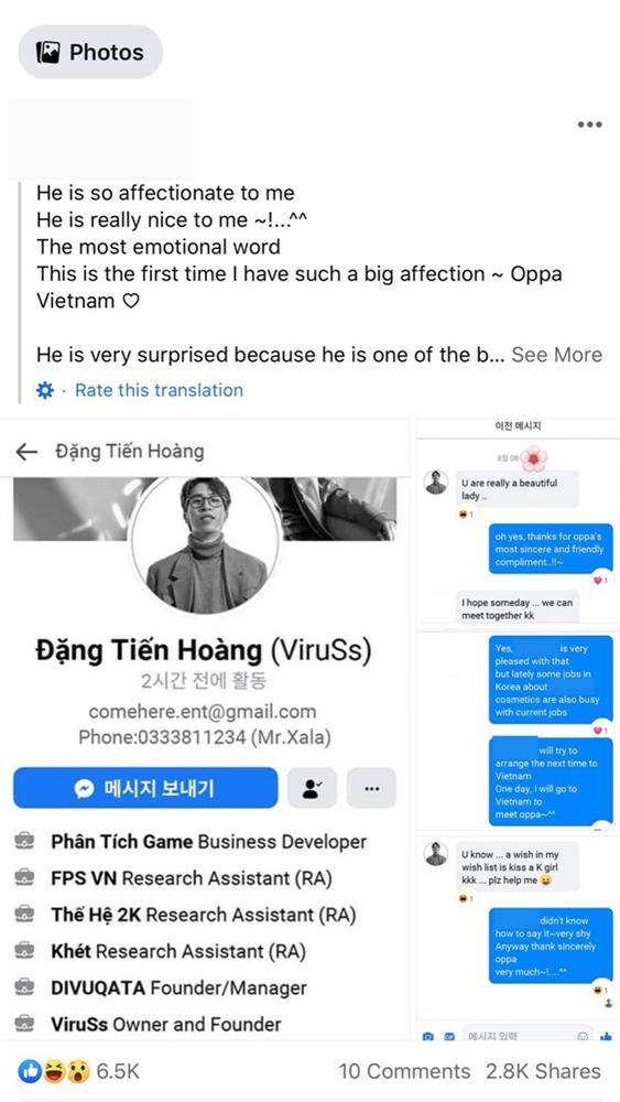 Tài khoản Facebook của hot girl Hàn tung bằng chứng từng nói chuyện với ViruSs, tiết lộ thời gian thả thính-2