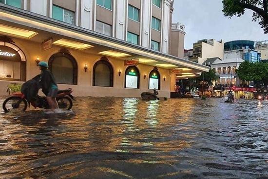 Trung tâm Hà Nội ngập lụt, đôn hoa nổi bềnh phềnh như lục bình vì mưa lớn