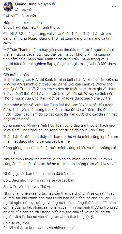 Đạo diễn Nguyễn Quang Dũng nói về Rap Việt: Nghệ sĩ sáng tác hãy cẩn thận, dè chừng-2