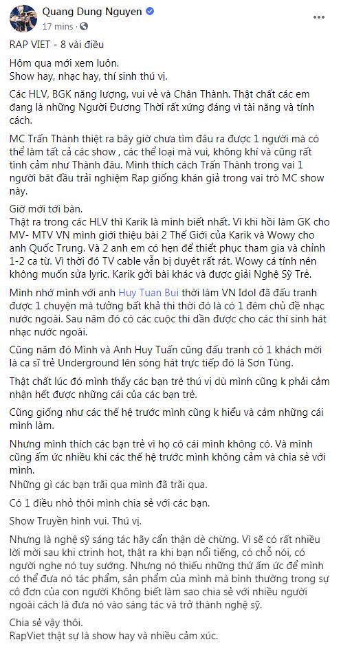 Đạo diễn Nguyễn Quang Dũng nói về Rap Việt: Nghệ sĩ sáng tác hãy cẩn thận, dè chừng-2
