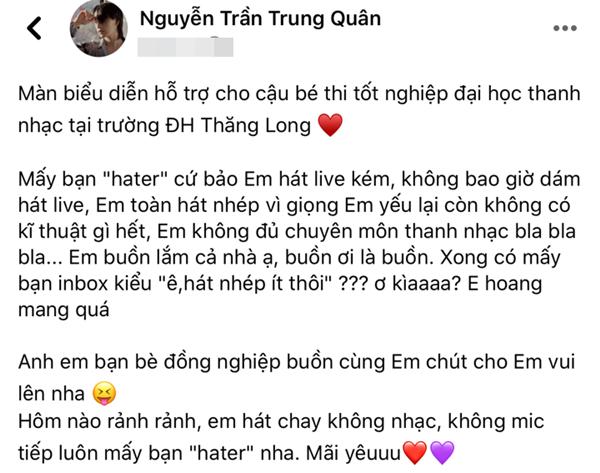 Bị chê hát live dở, Nguyễn Trần Trung Quân phản dame antifan-1