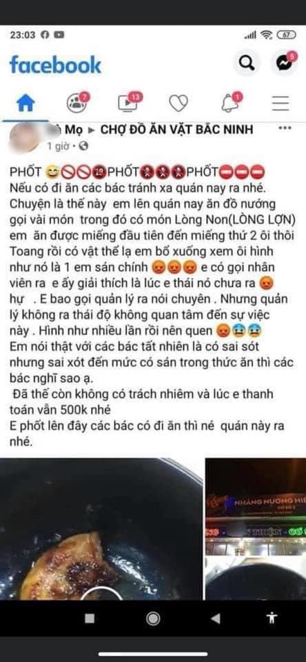 Chủ quán Bắc Ninh sỉ nhục, bắt khách hàng quỳ gối chỉ vì dám bóc phốt đồ ăn có sán-1