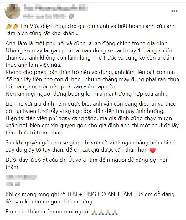 Hotgirl quyên góp hơn 100 triệu cho người đàn ông bị hổ mang chúa cắn-3