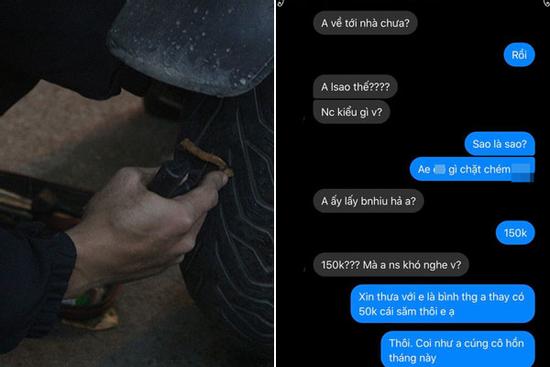 Đi chơi đêm thủng săm, bị 'chém đẹp' 150k, chàng trai đổ hết tội lên đầu bạn gái