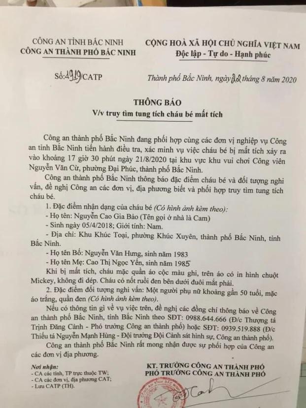 Công an Bắc Ninh công bố đặc điểm nhận dạng kẻ nghi vấn bắt cóc bé trai 2 tuổi-6