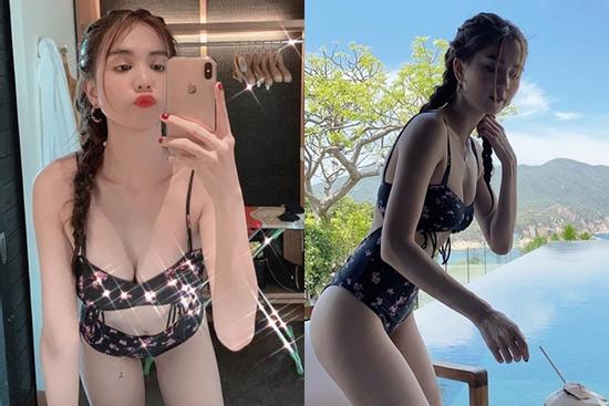 Ngọc Trinh tung loạt ảnh cúi người để lộ vòng 1, chứng minh không 'lép' như vừa bị bóc mẽ