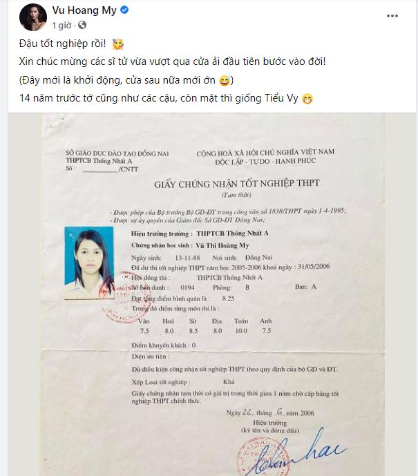 Á hậu Hoàng My khoe bảng điểm khủng, ảnh thẻ gây chú ý vì giống Tiểu Vy-1