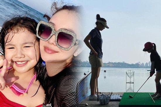 Ảnh con gái Jennifer Phạm chơi golf thượng lưu ở Hà Nội, phát hiện điểm đặc biệt ở cô bé