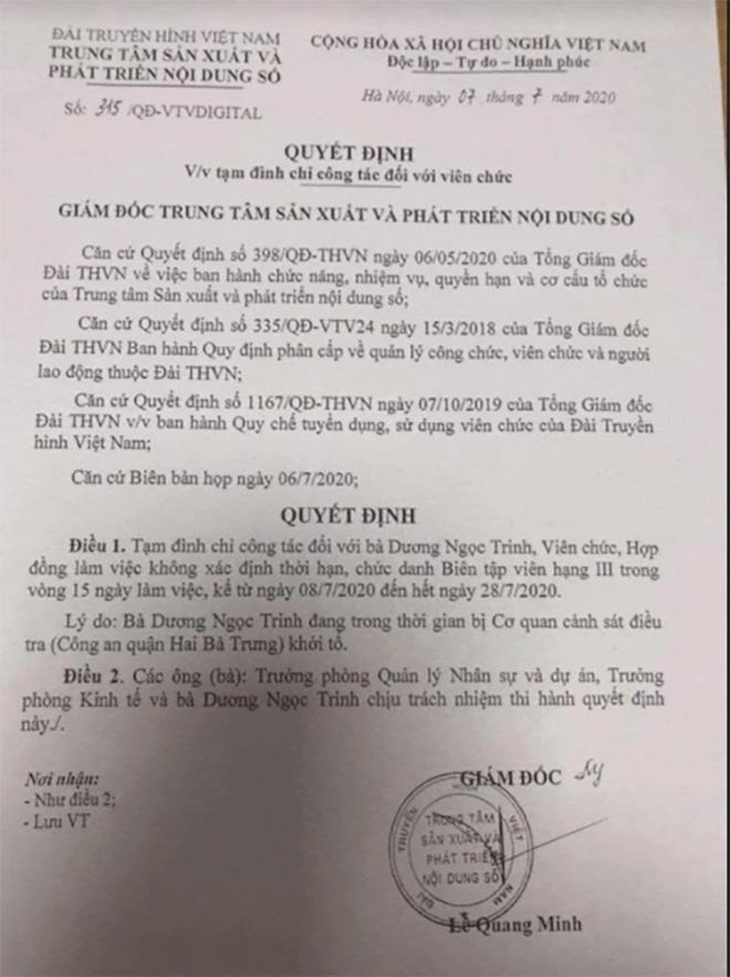 BTV Ngọc Trinh bị đình chỉ công tác vì liên quan đến việc cố ý gây thương tích, VTV nói gì?-1