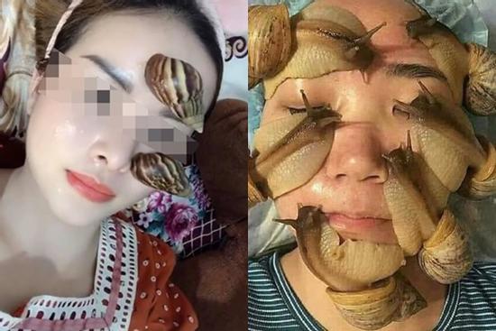 Rùng mình cô gái bắt cả bầy ốc sên thả lên mặt vì tin chất nhầy giúp làm đẹp da