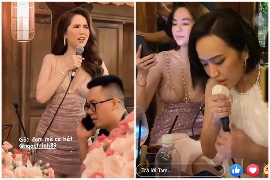 Ngọc Trinh gác chân lên đùi Diệu Nhi nhảy nhót tưng bừng