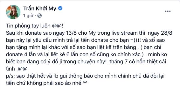 Vừa bắt đầu sự nghiệp streamer, Khởi My choáng váng bị fan đòi lại tiền donate-2