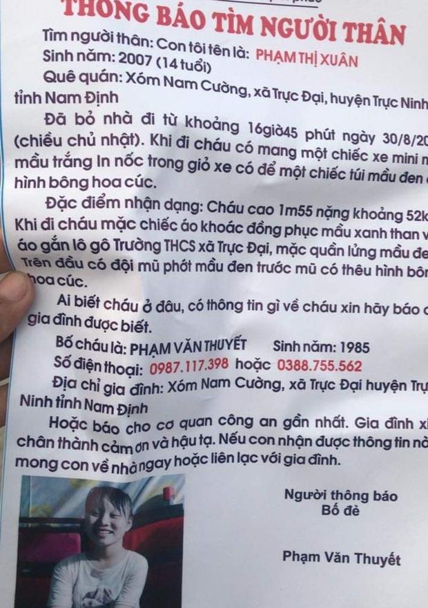 Con gái 14 tuổi mất tích bí ẩn ở Nam Định, bố cầu cứu cộng đồng mạng giúp đỡ-1
