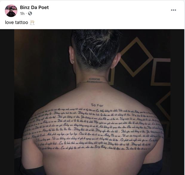 Binz đăng ảnh xăm kín lưng lời bài hát So Far, fan tá hoả tưởng trai thành phố lớn tăng cân nhưng sự thật là gì?-1