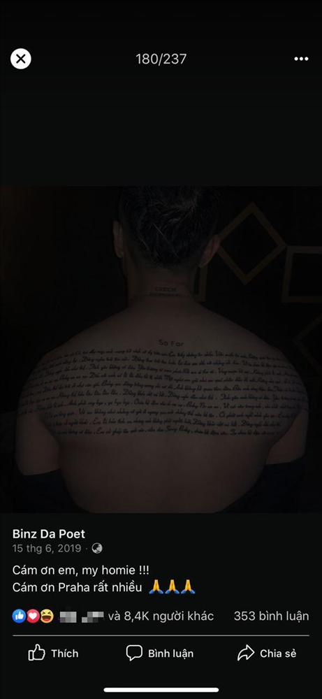 Binz đăng ảnh xăm kín lưng lời bài hát So Far, fan tá hoả tưởng trai thành phố lớn tăng cân nhưng sự thật là gì?-7