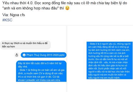 Yêu thời 4.0: Gửi hẳn file PDF 5 slide về mình và tình cũ cho người mới dễ tìm hiểu-1