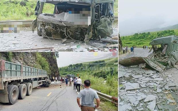 Xe chở đá mất phanh lao vào taluy, phần đầu đứt rời khiến 2 người tử vong-1