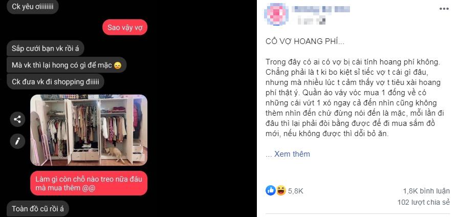 Than vợ hoang phí cả tủ quần áo vẫn kêu không có gì mặc, anh chồng bị chỉnh đẹp-1