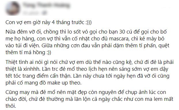Cô gái đi đẻ vẫn phải chuẩn bị đủ đồ nghề make up gây tranh cãi-1
