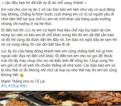 Lần đầu hẹn hò đi ăn vỉa hè bị bạn gái chê, thanh niên có màn xử lý gây tranh cãi-1