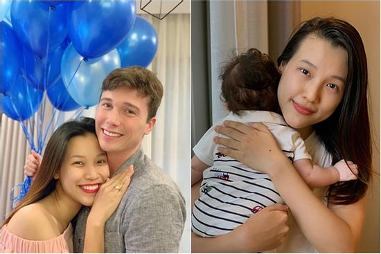 MC Hoàng Oanh đưa con trai mới sinh sang Singapore đoàn tụ ông xã