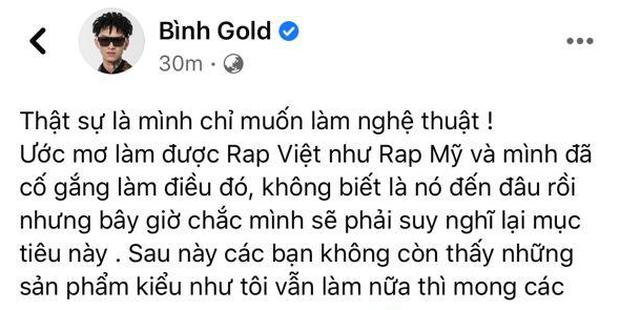 Sau khi VTV phê phán loạt sản phẩm có nội dung độc hại trên YouTube, Bình Gold viết tâm thư chỉ muốn làm nghệ thuật-3