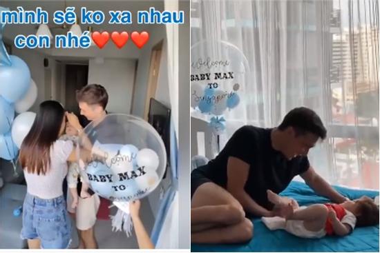 Khoảnh khắc chồng Hoàng Oanh gặp con trai tại Singapore sau 9 tháng xa cách