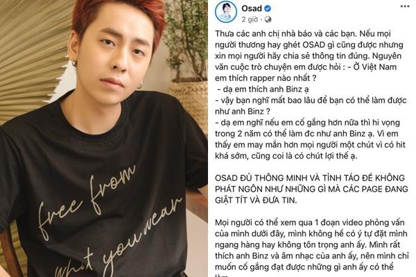 Sau phát ngôn gây tranh cãi, OSAD trực tiếp tìm gặp Binz để xin lỗi và nhận được phản ứng đầy bất ngờ!-4