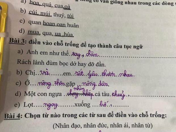 Học sinh tiểu học điền thành ngữ, phụ huynh cũng phải tắt điện vì quá hồn nhiên-1