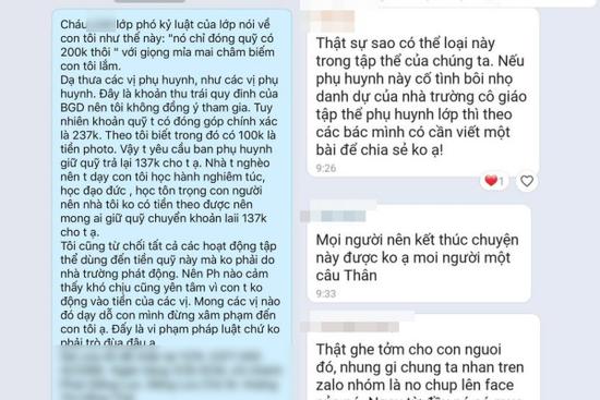 Không đồng ý đóng khoản quỹ lớp tự nguyện, phụ huynh bị thóa mạ, con trai bị tẩy chay?