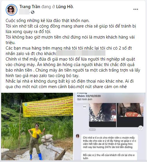 Trang Trần nổi trận lôi đình với kẻ lừa đảo: Nghiệp sẽ quật chúng mày-1