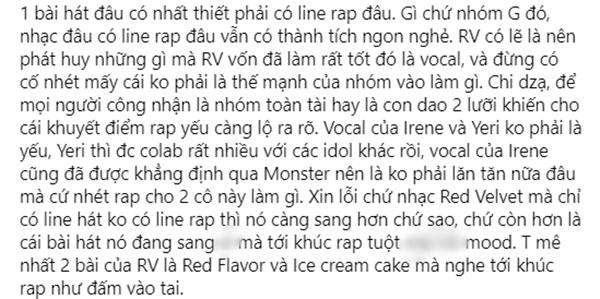 Netizen khuyên Red Velvet hãy hát thôi, đừng rap nữa-3