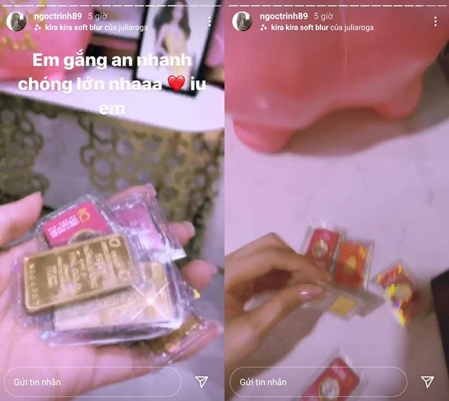 Tròn mắt xem Ngọc Trinh cho heo đất ăn từng miếng vàng-1