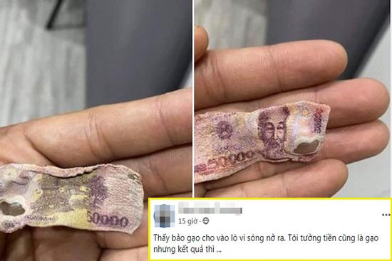 Mơ cho tiền vào lò vi sóng sẽ nở bung như gạo, thanh niên làm thử rồi khóc ròng