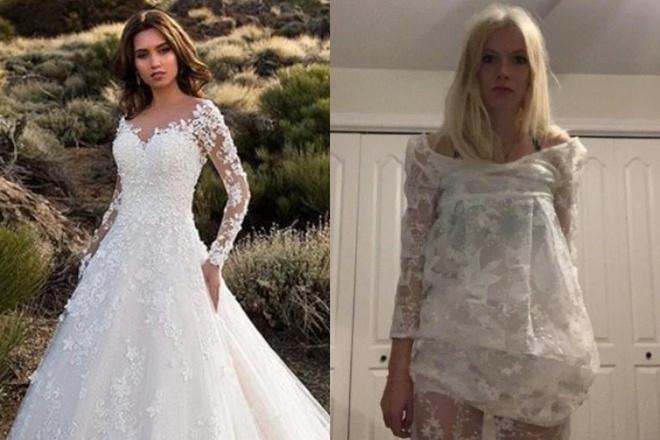 Cô dâu nhận được váy cưới khác xa ảnh trên mạng-1