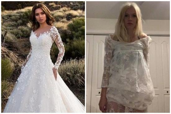 Cô dâu nhận được váy cưới khác xa ảnh trên mạng