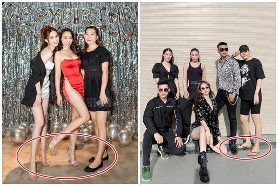 Giúp việc Thúy Kiều đi dép bệt vẫn cao ngang ngửa Ngọc Trinh mang giày 10cm