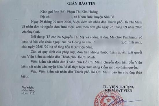 TP.HCM: Thực hư bà ngoại tố 2 người nhận giữ trẻ rồi 'bắt cóc' không trả, đòi 32 triệu đồng mới cho chuộc cháu về