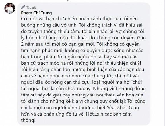 Bị chỉ trích khi viết thơ tình tặng bạn gái doanh nhân, Chí Trung đáp trả tiện thể nói chuyện kết hôn lần 2-2