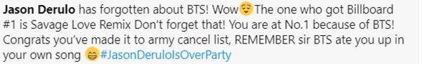 Jason Derulo không một lời nhắc về BTS trong tiệc chúc mừng No.1 Billboard Hot 100-4