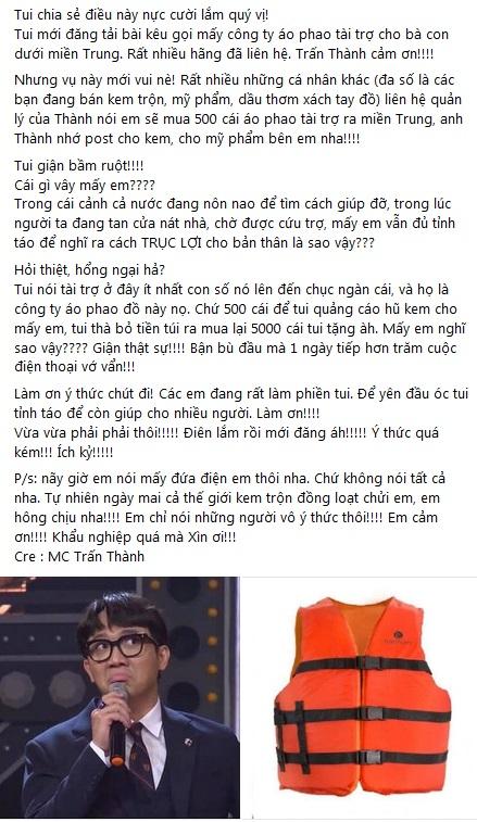 Trấn Thành kêu gọi hỗ trợ áo phao, nhãn hàng kem trộn ra đòn trục lợi-4