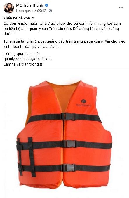 Trấn Thành kêu gọi hỗ trợ áo phao, nhãn hàng kem trộn ra đòn trục lợi-2