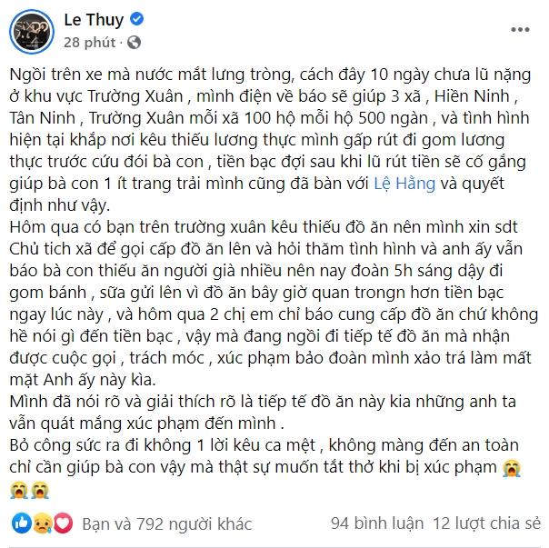 Đoàn cứu trợ của người mẫu Lê Thúy bị nhận xét từ thiện xảo trá-3