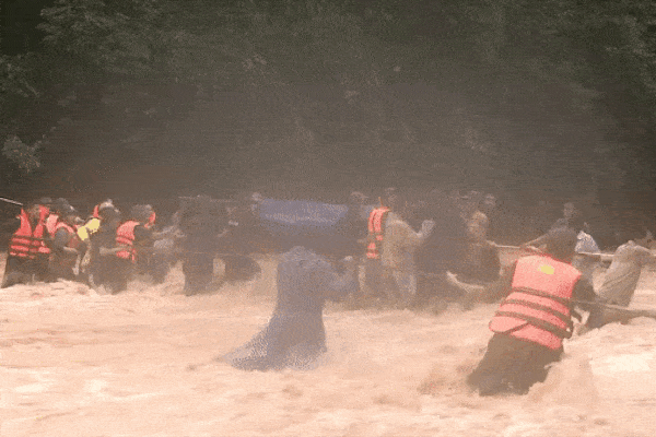 Clip: Lũ rút, 2 con trâu vẫn đứng yên trên mái nhà và màn giải cứu thót tim-3