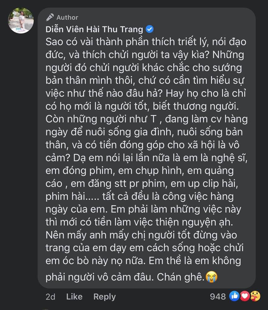 Bị chỉ trích vô cảm với đồng bào miền Trung, Thu Trang đáp trả: Đừng dạy tôi cách sống-2