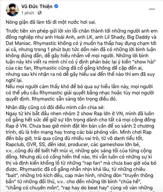 Sau nghi vấn cà khịa King Of Rap, Rhymastic: Nóng giận làm tôi đi một nước hơi sai-4