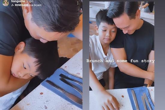 Khoảnh khắc tình cảm như cha con của Kim Lý - Subeo