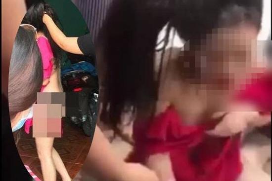 Xôn xao clip cô gái xinh đẹp ở Quảng Ninh bị chính thất lột đồ, cắt tóc đánh ghen dã man