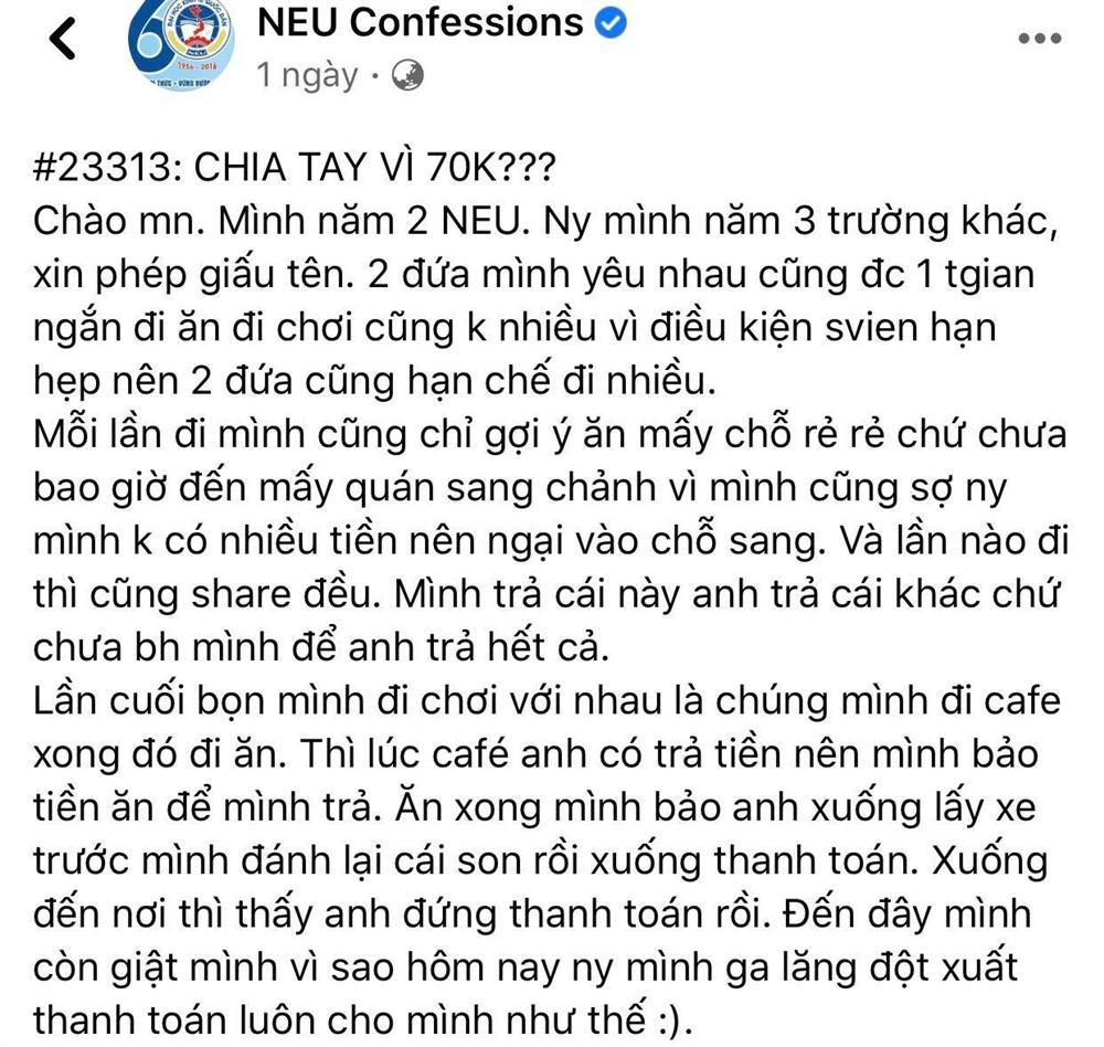 Đang yêu ngọt ngào tự nhiên chia tay chỉ vì... 70 nghìn-1